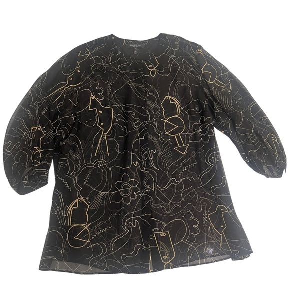 Lafayette 148 New York Tops - Lafayette 148 Rare Silk Adelphi Plus size 1X Black Gold Art to wear lagenlook